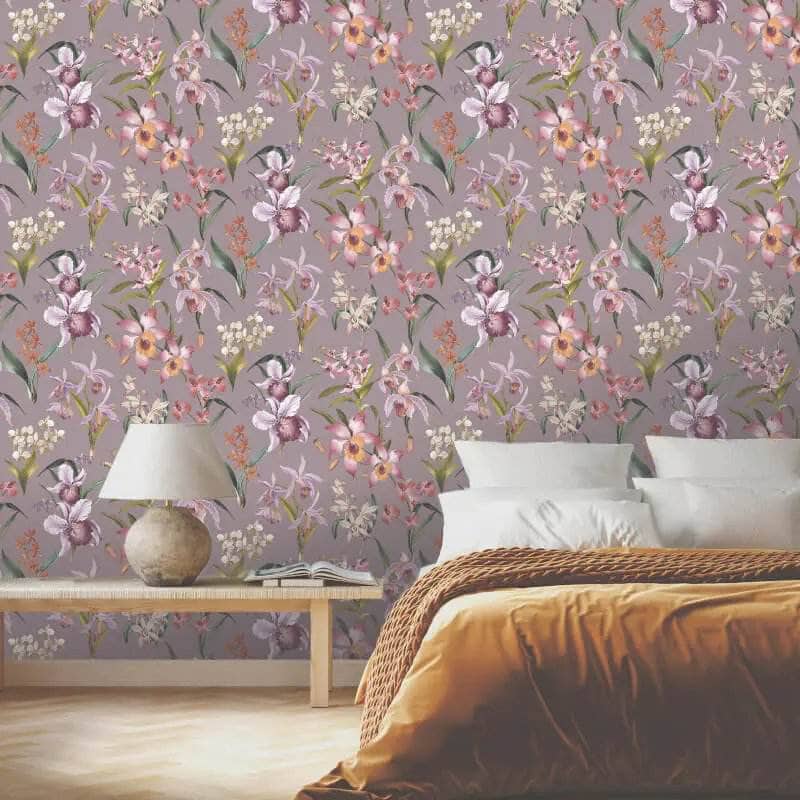 lilac wallpaper bedroom