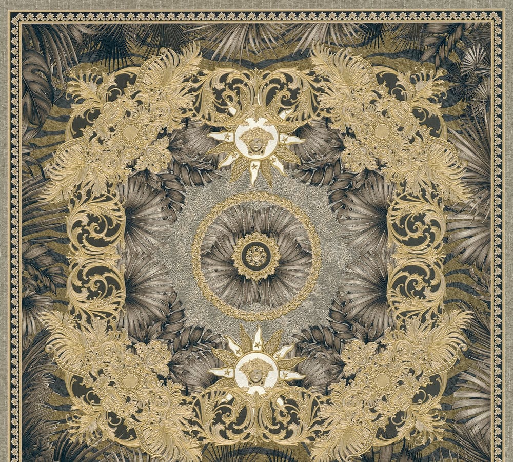 inrticate versace baroque wallpaper, combined with