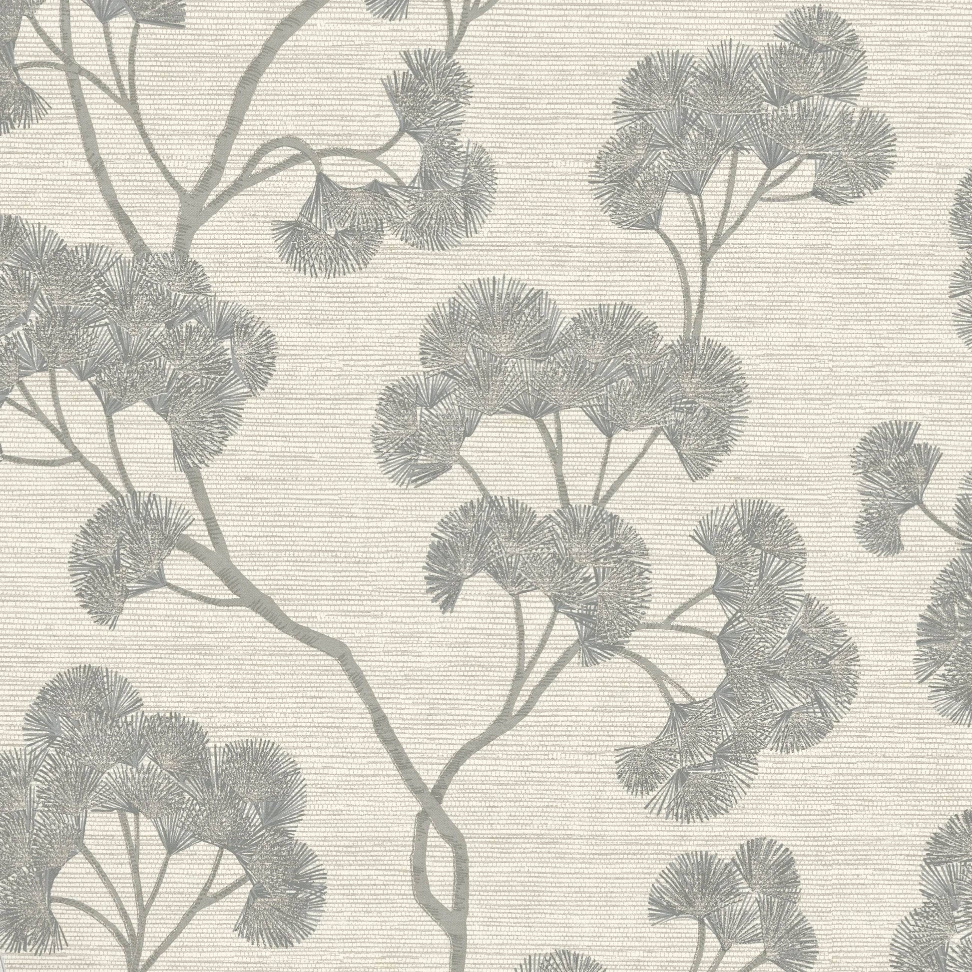 Wallpaper  -  Rasch Sumatra Ginkgo Grey/Silver Wallpaper 316025  -  60011327