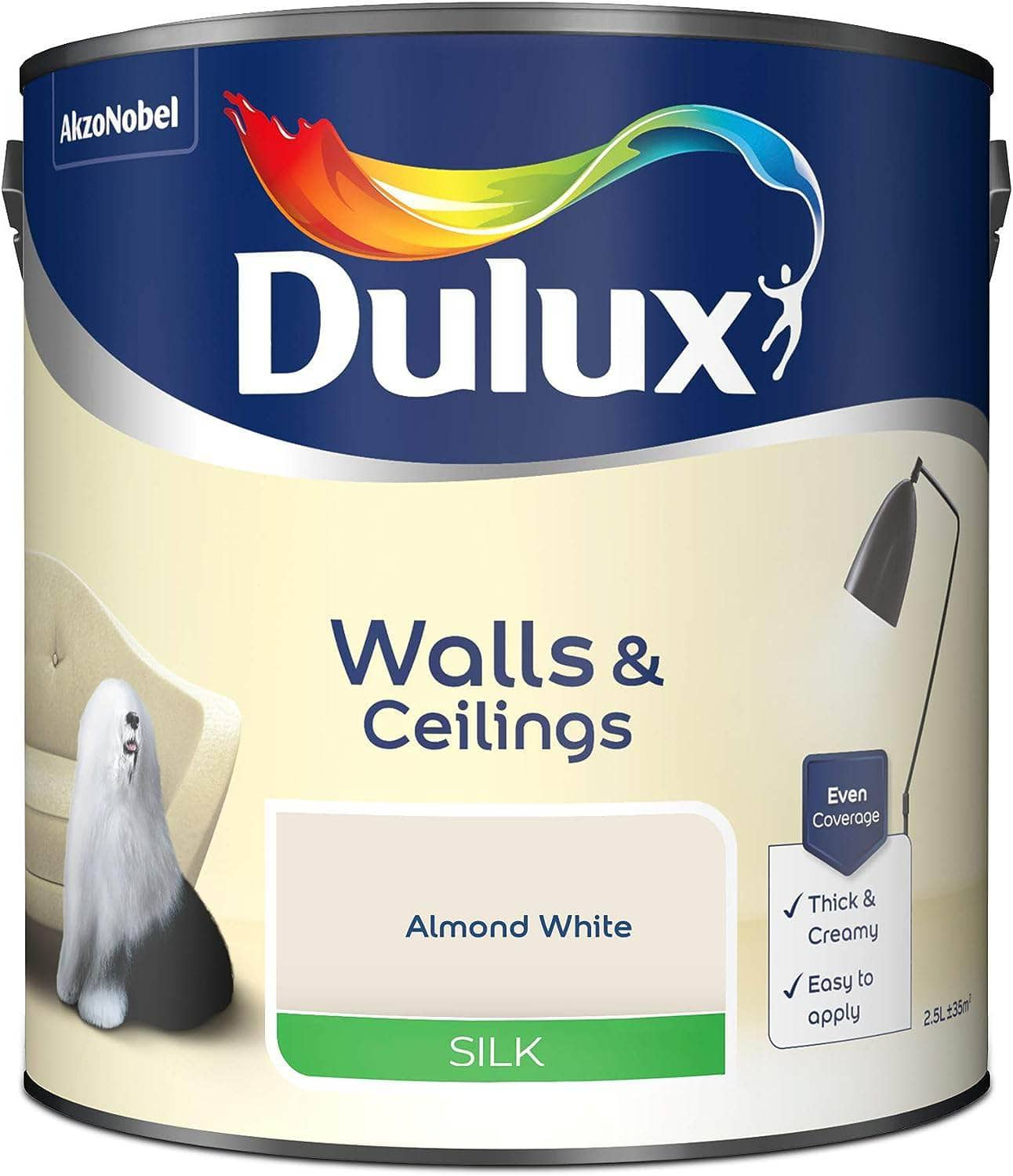 Paint  -  Dulux Silk Emulsion 2.5L - White Cotton  -  50028482