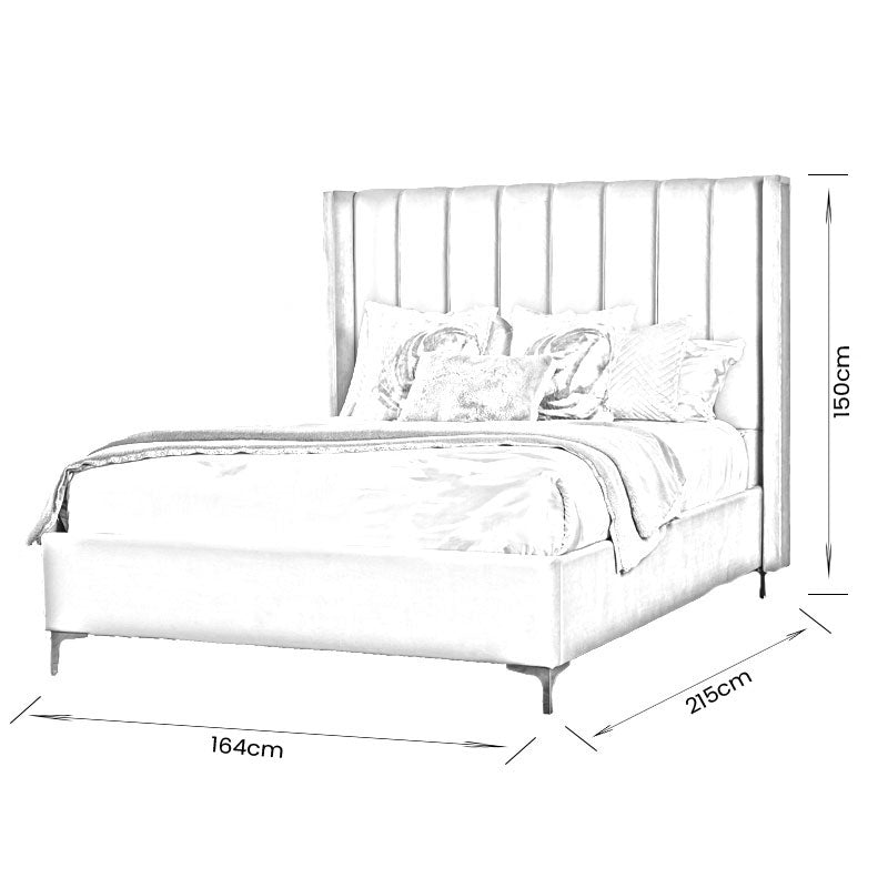 Panther Silver Fabric King Size Bed Frame