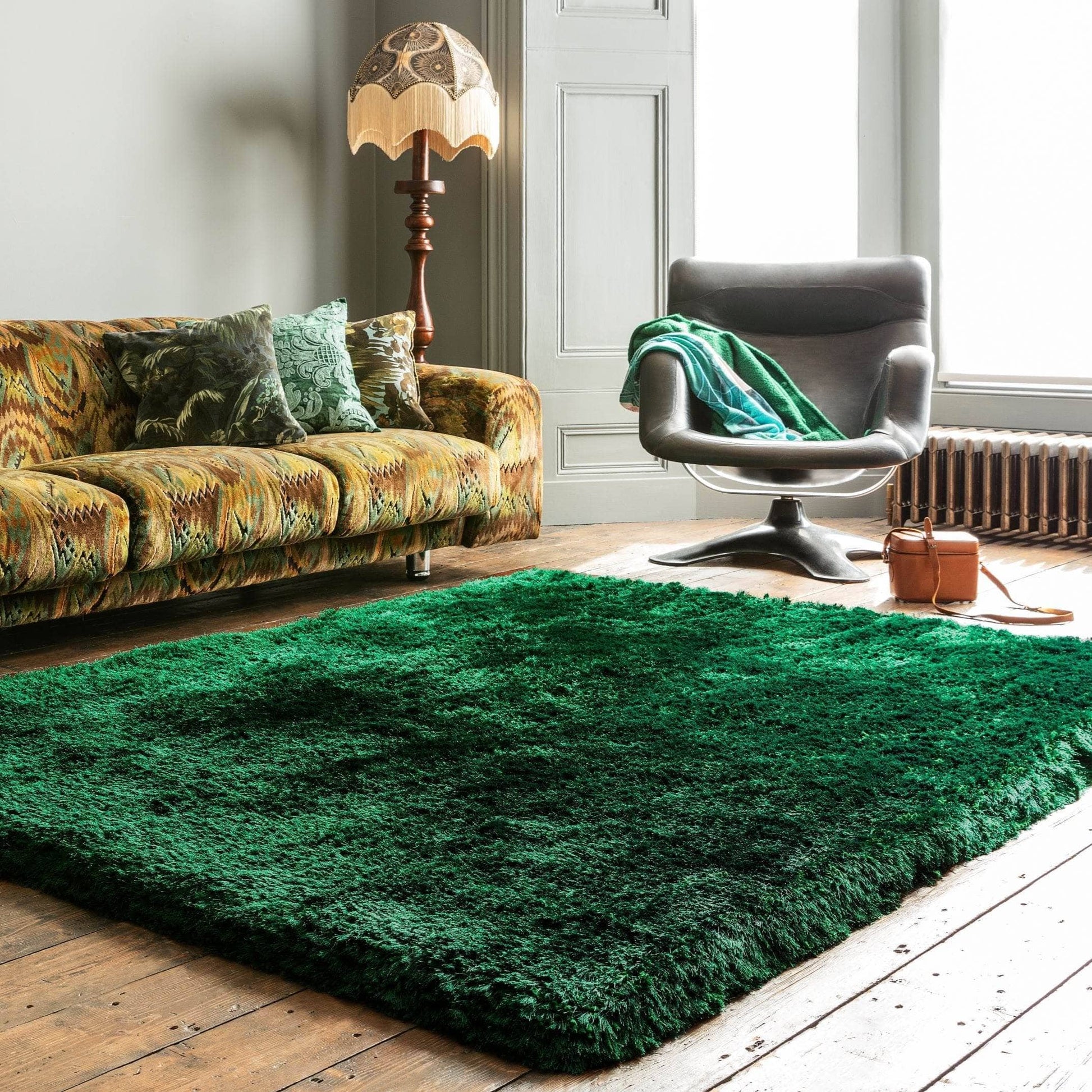 Rugs  -  Plush Emerald Shaggy Rug - Multiple Sizes  - 60007372