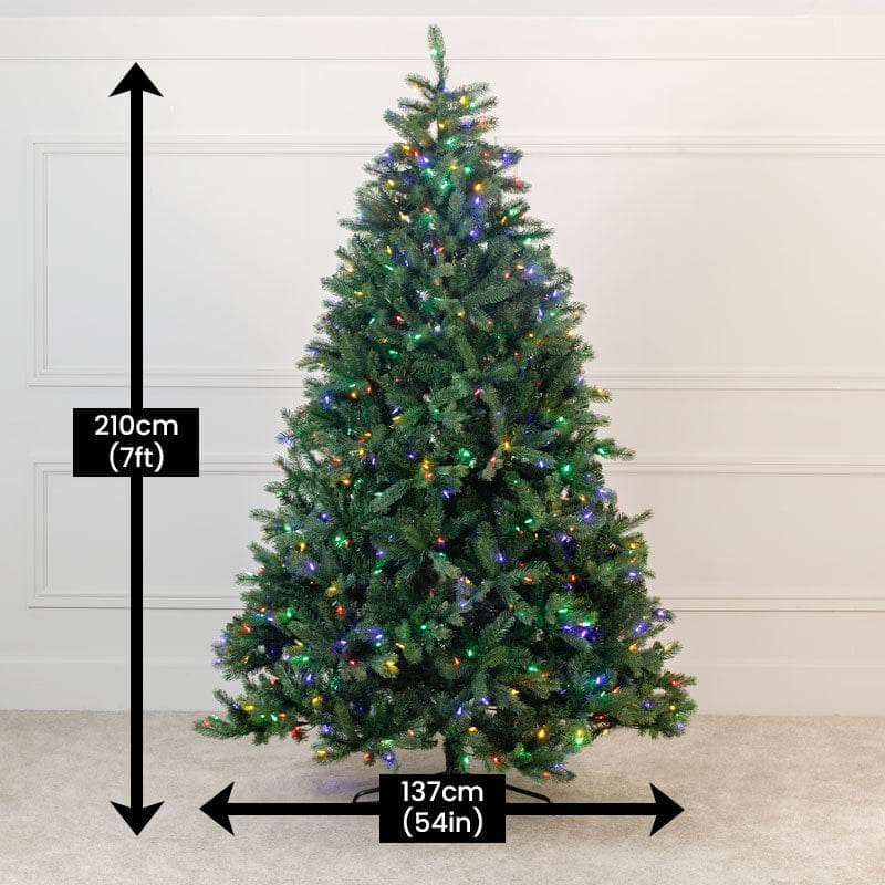 Christmas  -  Freiburg Pre-lit 600 LED Pine Christmas Tree - 7ft  -  60008508