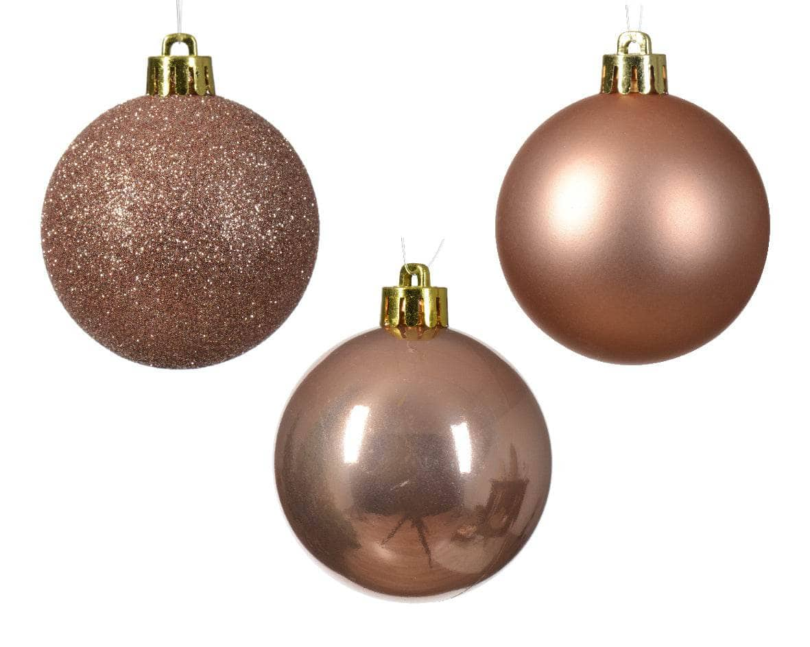 Sparkling Rose Christmas Baubles - 10 Pack – Taskers