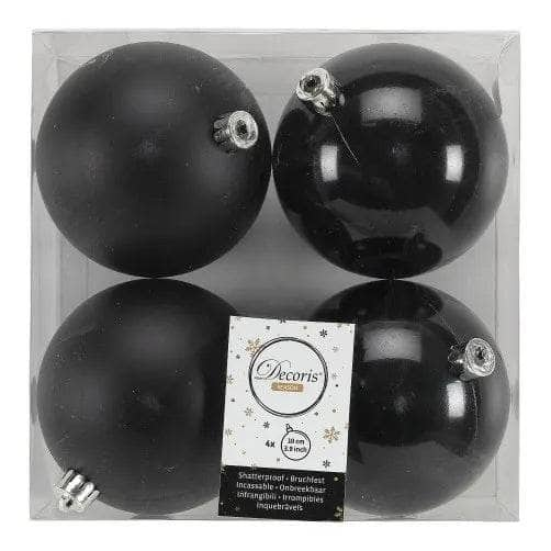  Black Christmas Baubles - 4 Pack -  60008520