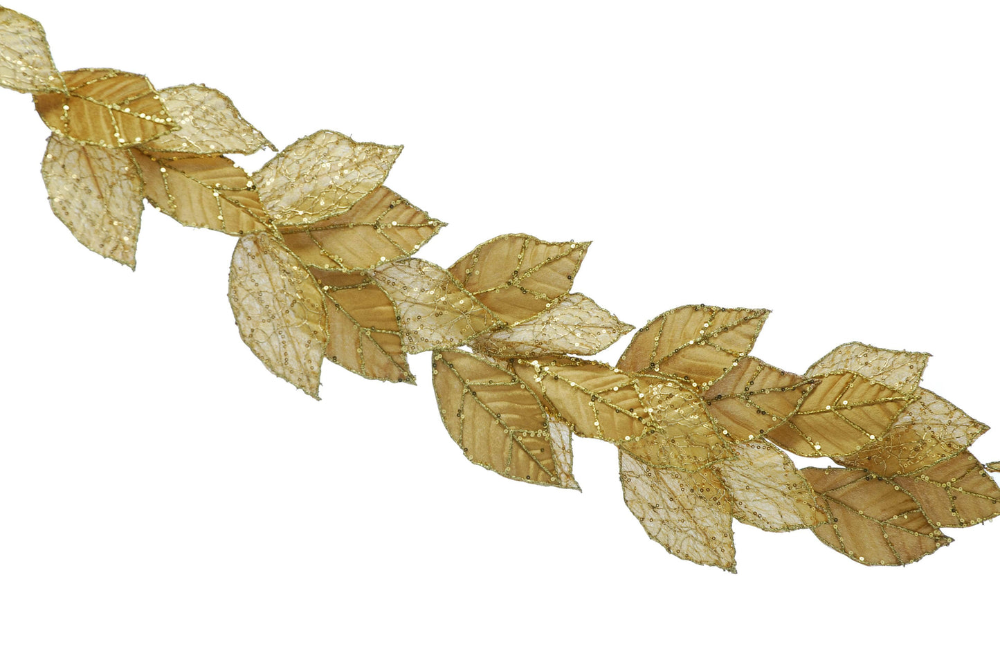 Gold Glitter Leaf Garland - 118cm  -  60008683