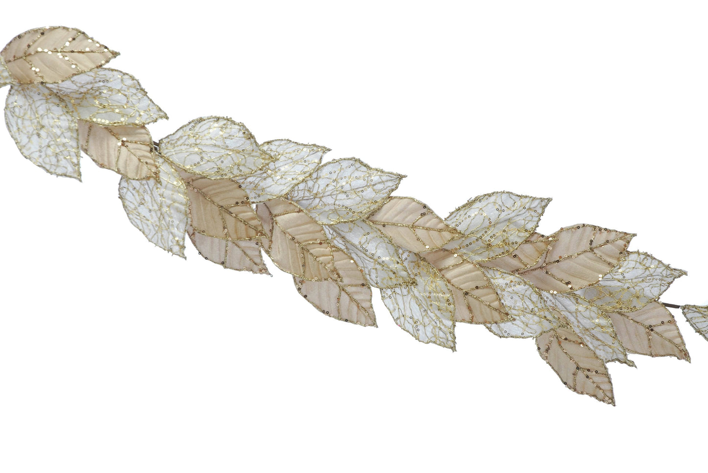  -  FESTIVE P045296 CHAMPAGNE GLITTER LEAF GARLAND 118CM  -  60008685