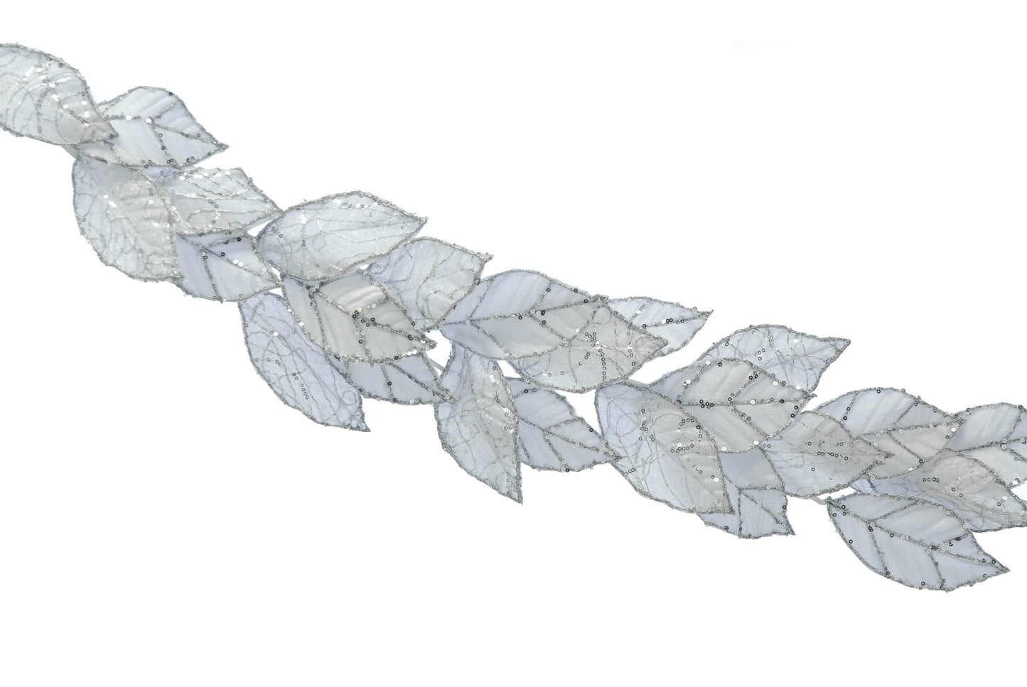 White Glitter Leaf Garland - 118cm -  60008686