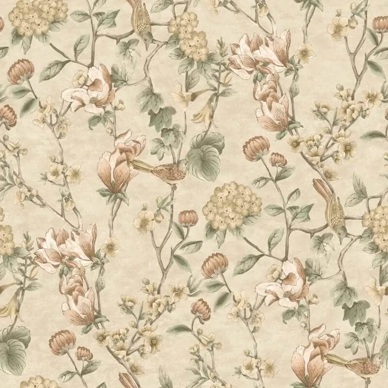 Wallpaper  -  Holden Floral Bird Trail Cream Wallpaper - 13600  -  60009450