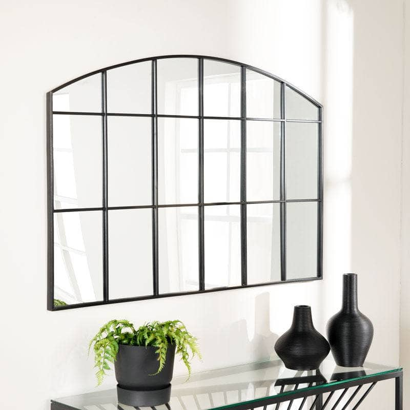 Mirrors  -  Black Arch Top Window Mirror 80x120cm  -  60010951