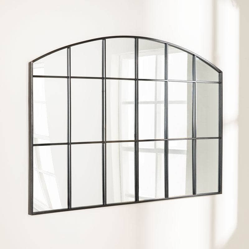 Mirrors  -  Black Arch Top Window Mirror 80x120cm  -  60010951