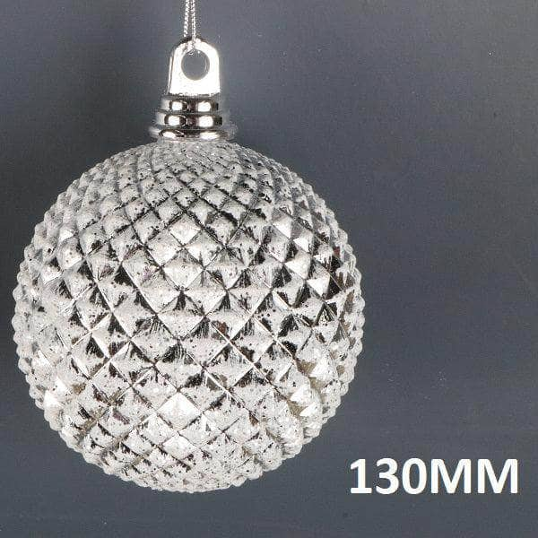 Christmas  -  Silver Durian Ball Christmas Bauble - 13cm  -  60011095