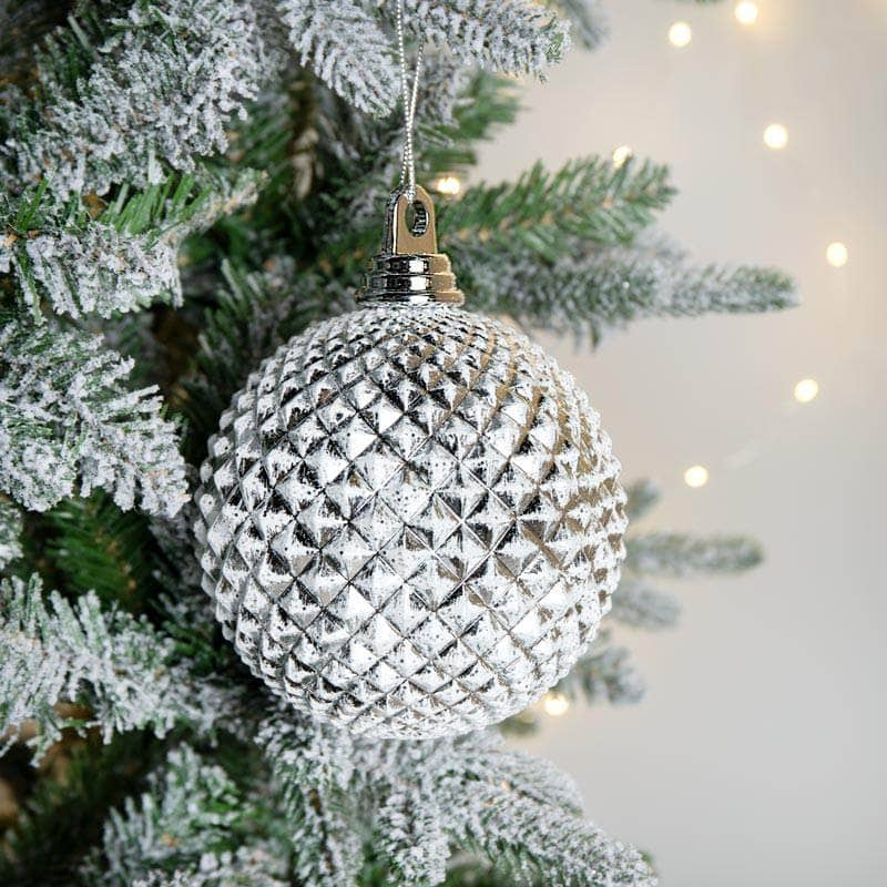 Christmas  -  Silver Durian Ball Christmas Bauble - 13cm  -  60011095