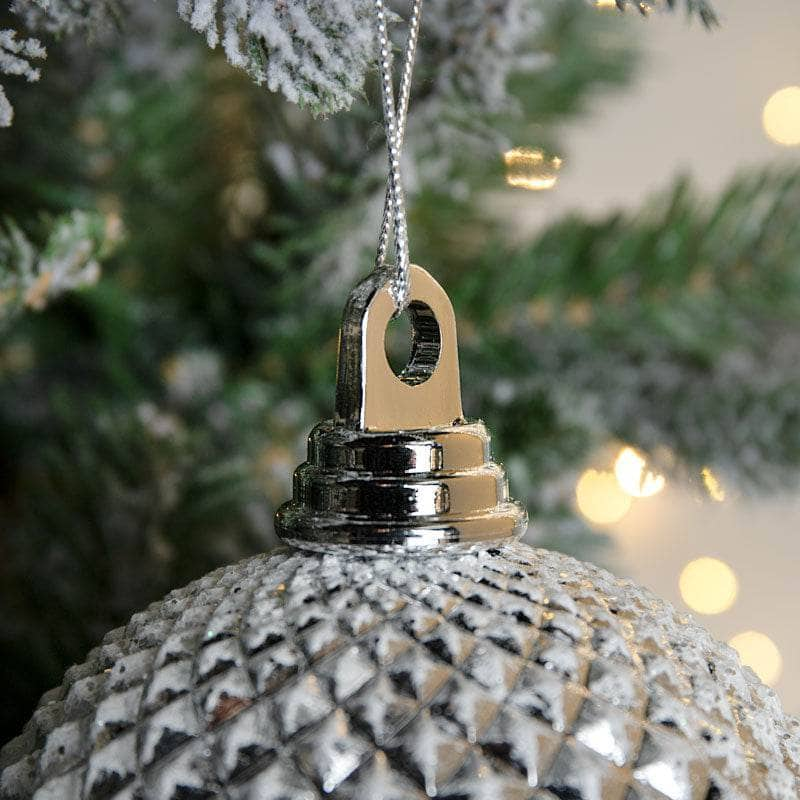 Christmas  -  Silver Durian Ball Christmas Bauble - 13cm  -  60011095