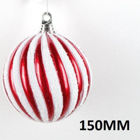 Christmas  -  Red & White Swirl Christmas Bauble - 15cm  -  60011098