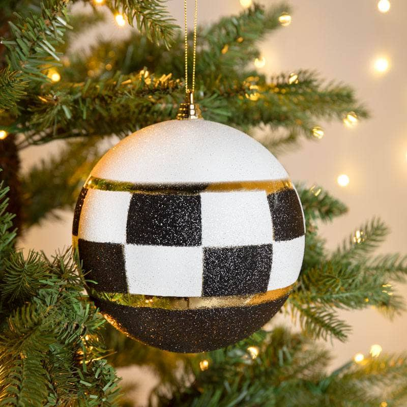 Christmas  -  Black & White Glitter Christmas Bauble - 15cm  -  60011099