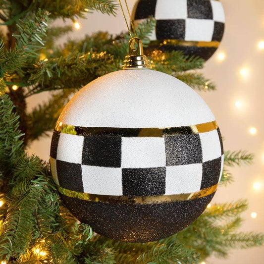 Christmas  -  Black & White Glitter Christmas Bauble - 20cm  -  60011100