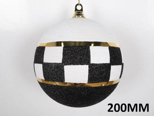 Christmas  -  Black & White Glitter Christmas Bauble - 20cm  -  60011100