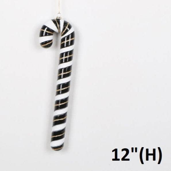 Christmas  -  Monochrome Candy Cane Enamel Christmas Decoration - 30cm  -  60011102