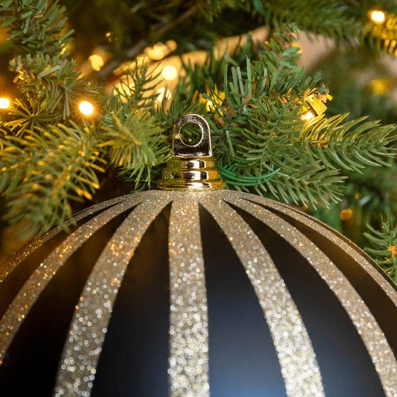 Christmas  -  Blue & Champagne Striped Christmas Bauble - 25cm  -  60011106