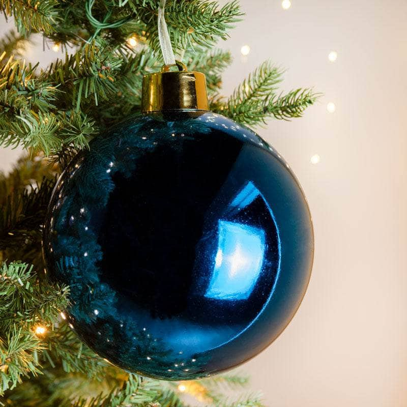 Christmas  -  Blue Shiny Large Bauble - 20cm  -  60011126