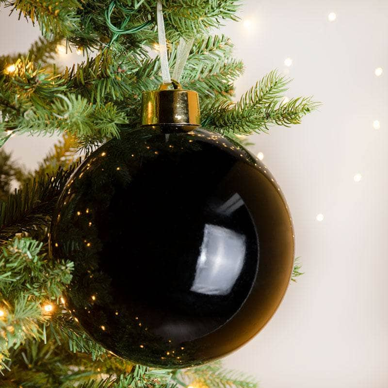 Christmas  -  Black Shiny Large Bauble - 20cm  -  60011128