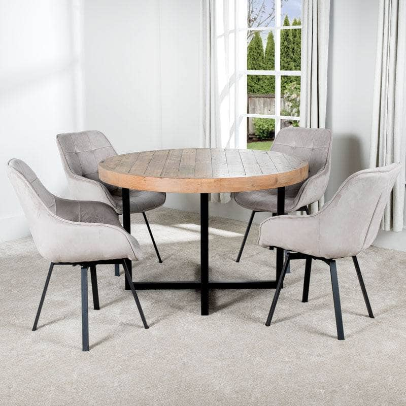 Furniture  -  Lincoln Round Dining Table & 4 Taupe Montreal Dining Chairs  -  60011155