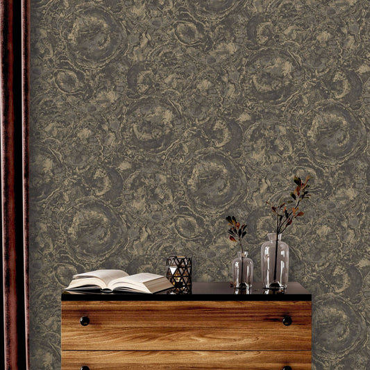 Wallpaper  -  Rasch B04 Orvieto Marble Black & Gold Wallpaper - 544343  -  60011317