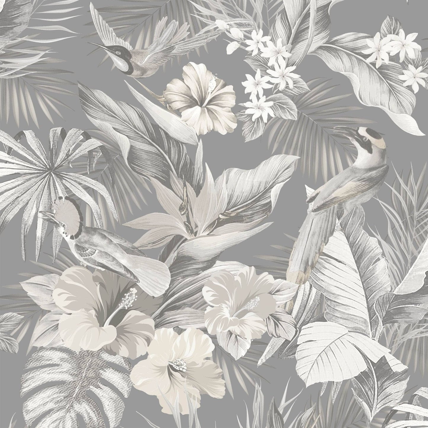 Wallpaper  -  Rasch B31 Paradise Birds Grey Wallpaper - 539073  -  60011345