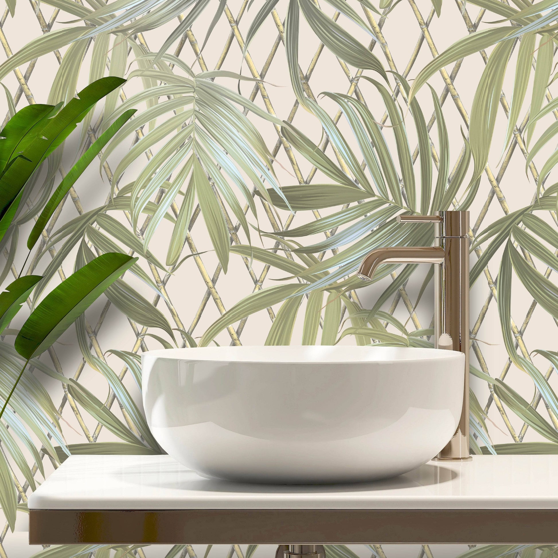 Wallpaper  -  Rasch B31 Paradise Palm Green Wallpaper - 539561  -  60011353