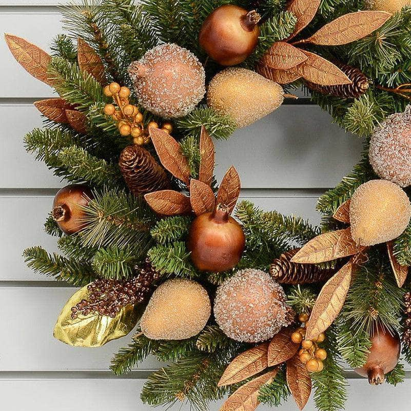 Christmas  -  Bronze & Gold Fruit Wreath - 24"  -  60011514