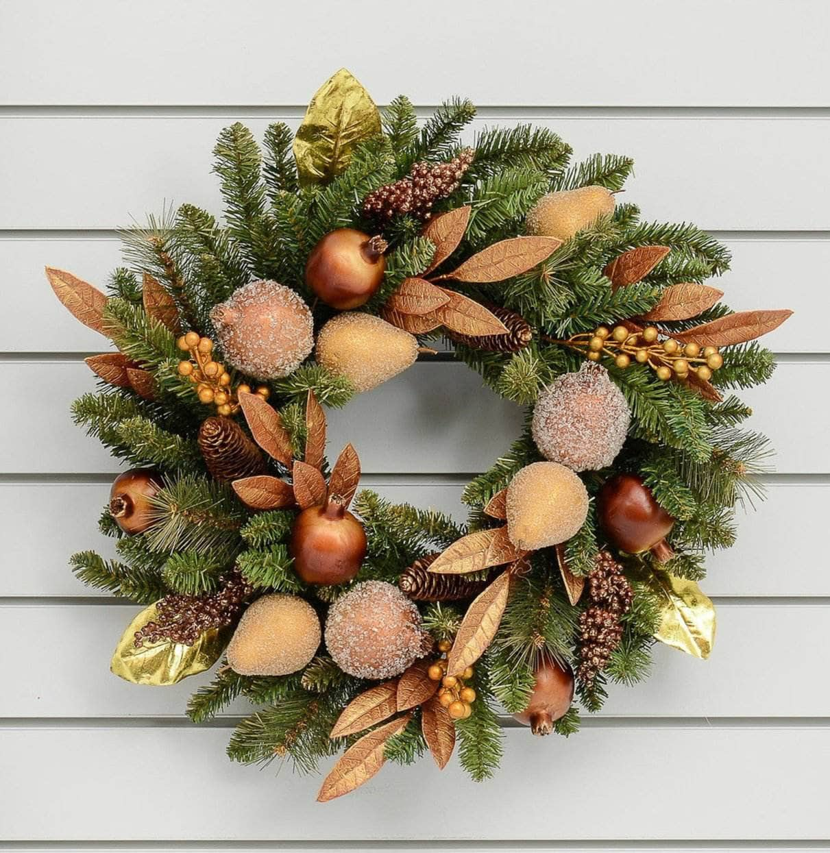 Christmas  -  Bronze & Gold Fruit Wreath - 24"  -  60011514