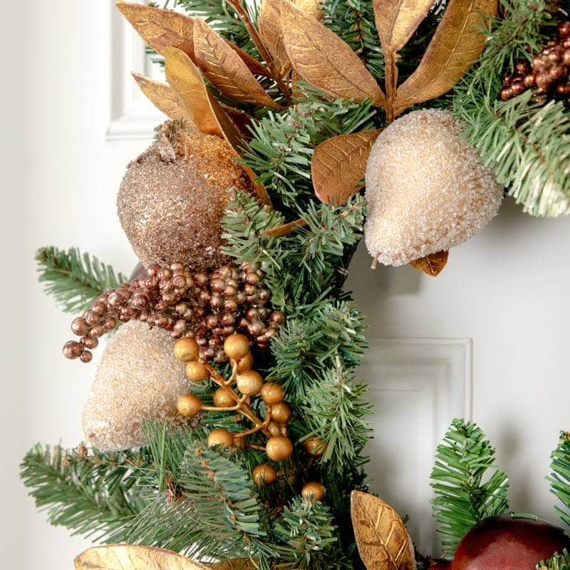 Christmas  -  Bronze & Gold Fruit Wreath - 24"  -  60011514