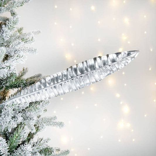 Christmas  -  Metallic Leaf Silver Spray - 88cm  -  60011515