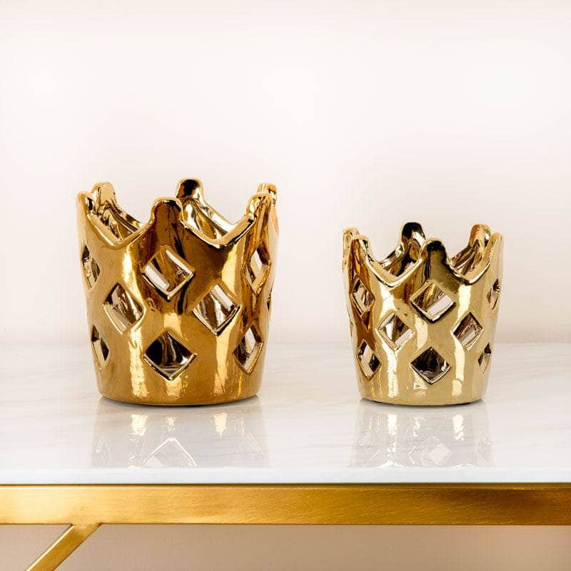 Homeware  -  Small Crown Tealight Holder - Gold  -  60011688