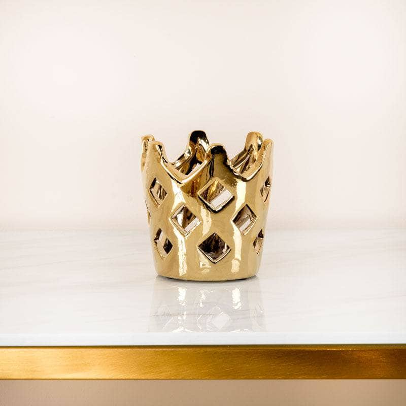 Homeware  -  Small Crown Tealight Holder - Gold  -  60011688