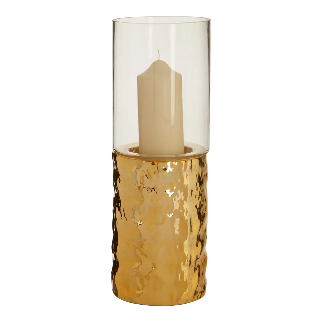 Martele Small Pillar Candle Holder - Gold