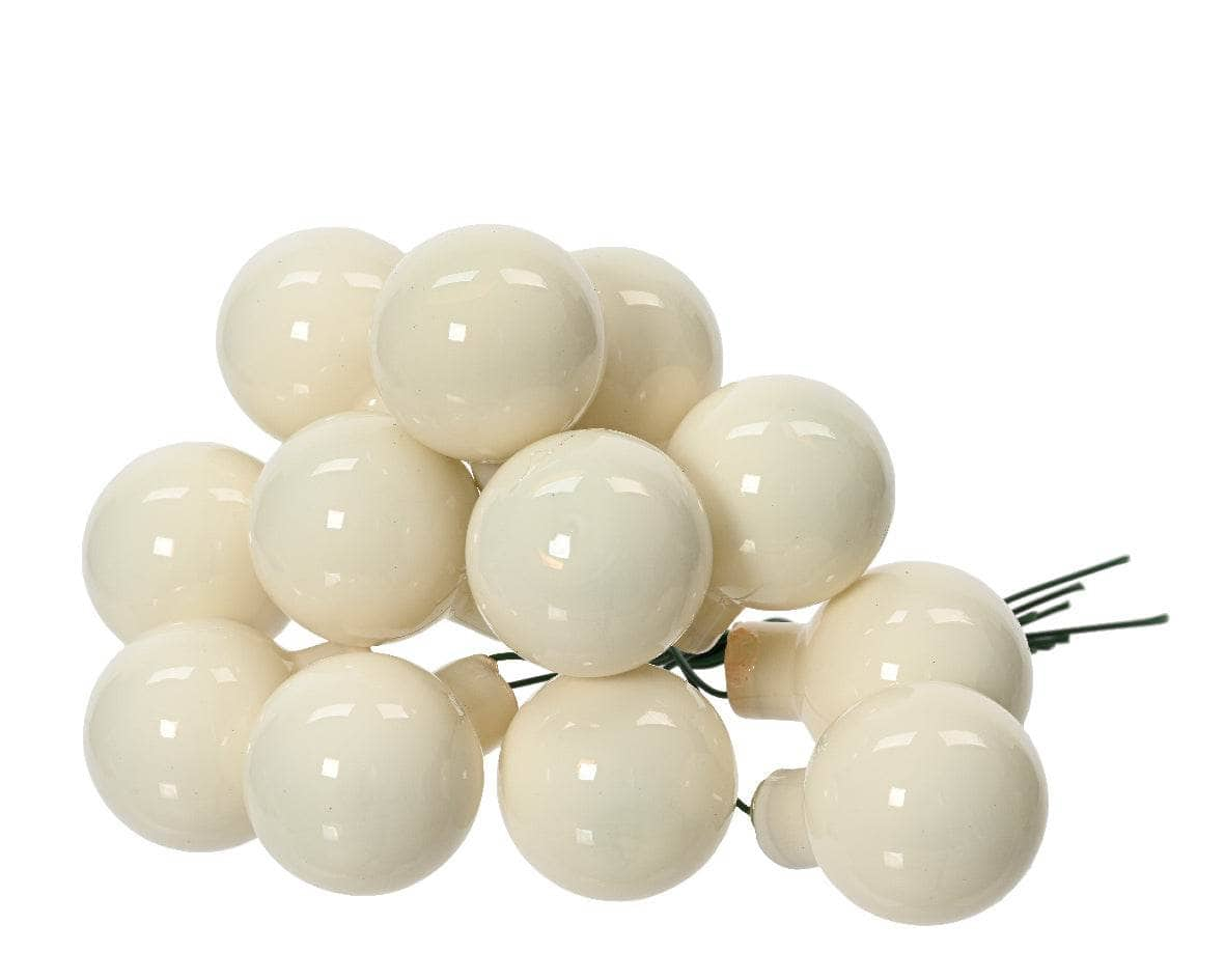 Christmas  -  Wool White Bunch Of 12 Baubles  -  60012116