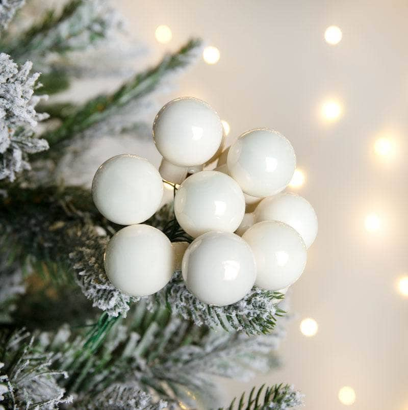 Christmas  -  Bunch Of 12 Christmas Baubles - Wool White  -  60012116