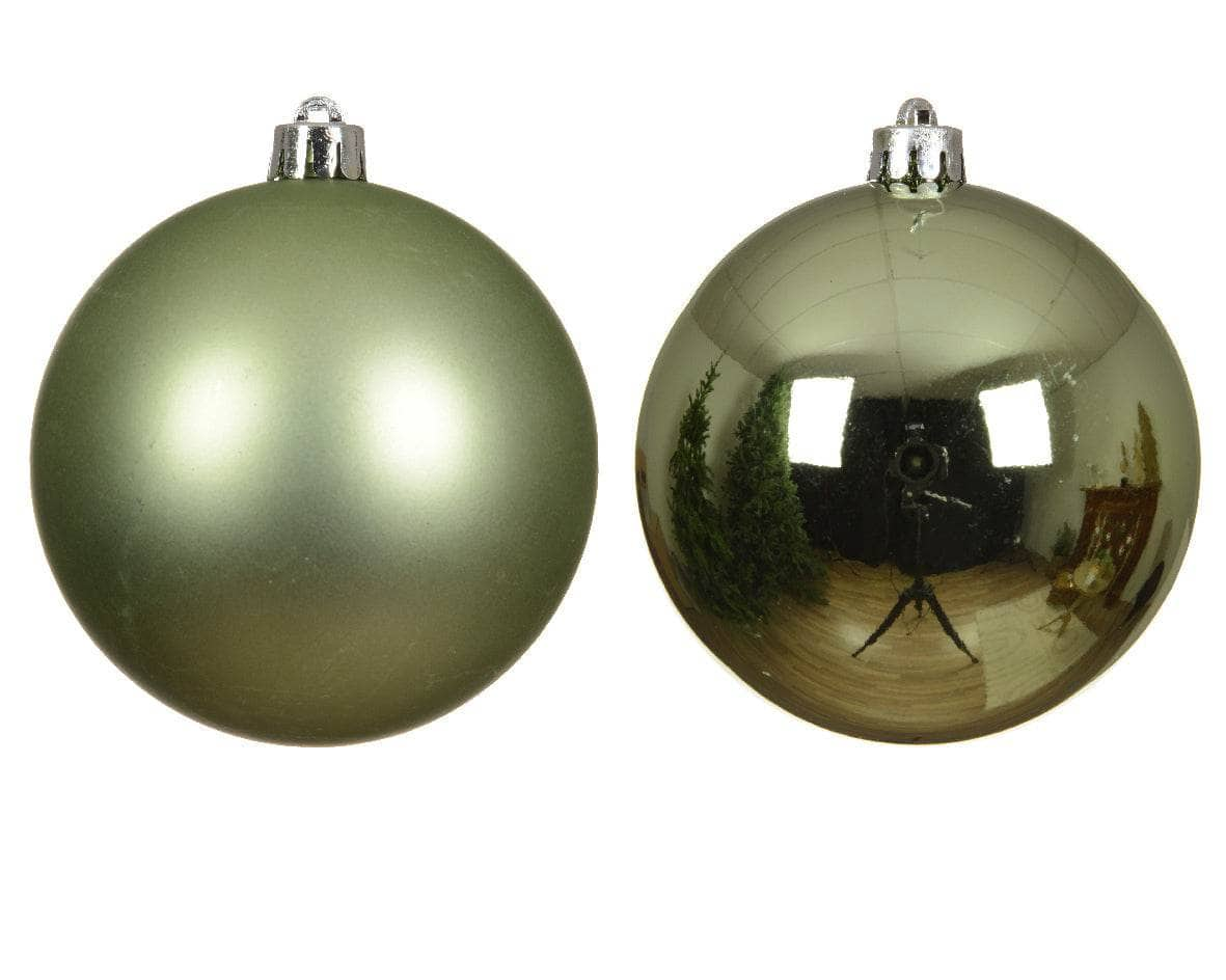 Christmas  -  Green Tea Shatterproof Shiny & Matt Baubles - 4 pack  -  60012125