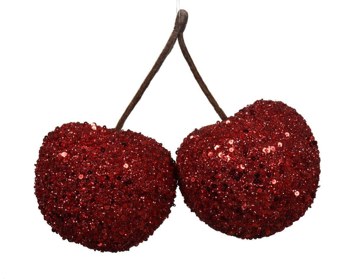 Christmas  -  Red Glitter Sequin Berry Decoration - 30cm  -  60012131