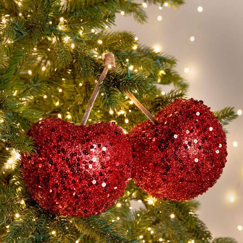 Christmas  -  Red Glitter Sequin Berry Decoration - 30cm  -  60012131