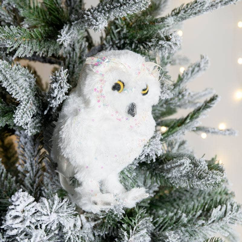 Christmas  -  Artificial White Owl Decoration - 15cm  -  60012138