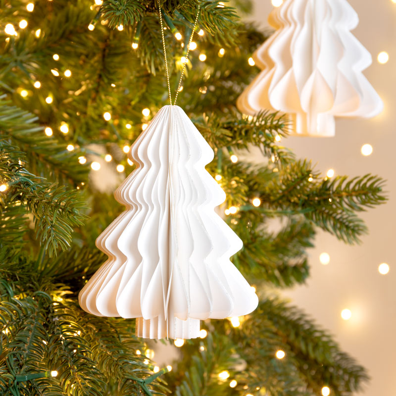 Christmas - White Paper Tree Decoration - 15cm - 60012139