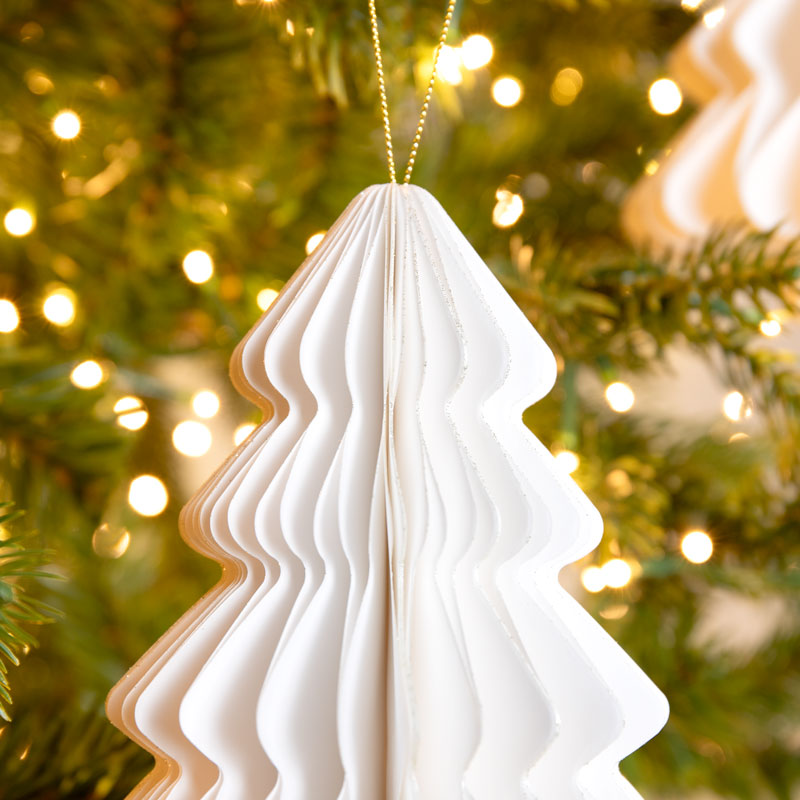 Christmas - White Paper Tree Decoration - 15cm - 60012139