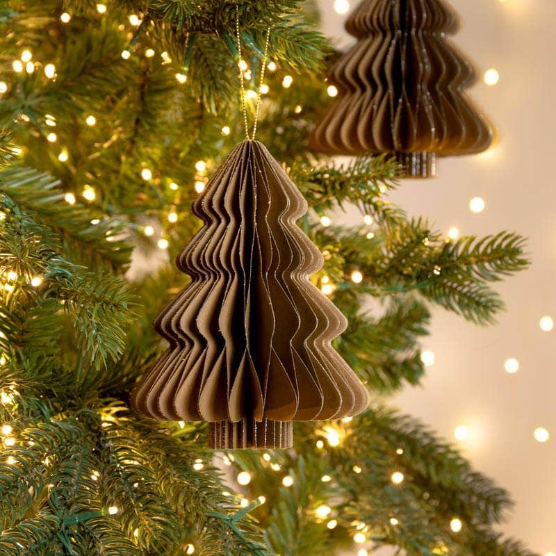 Christmas  -  Brown Paper Tree Decoration - 15cm  -  60012140