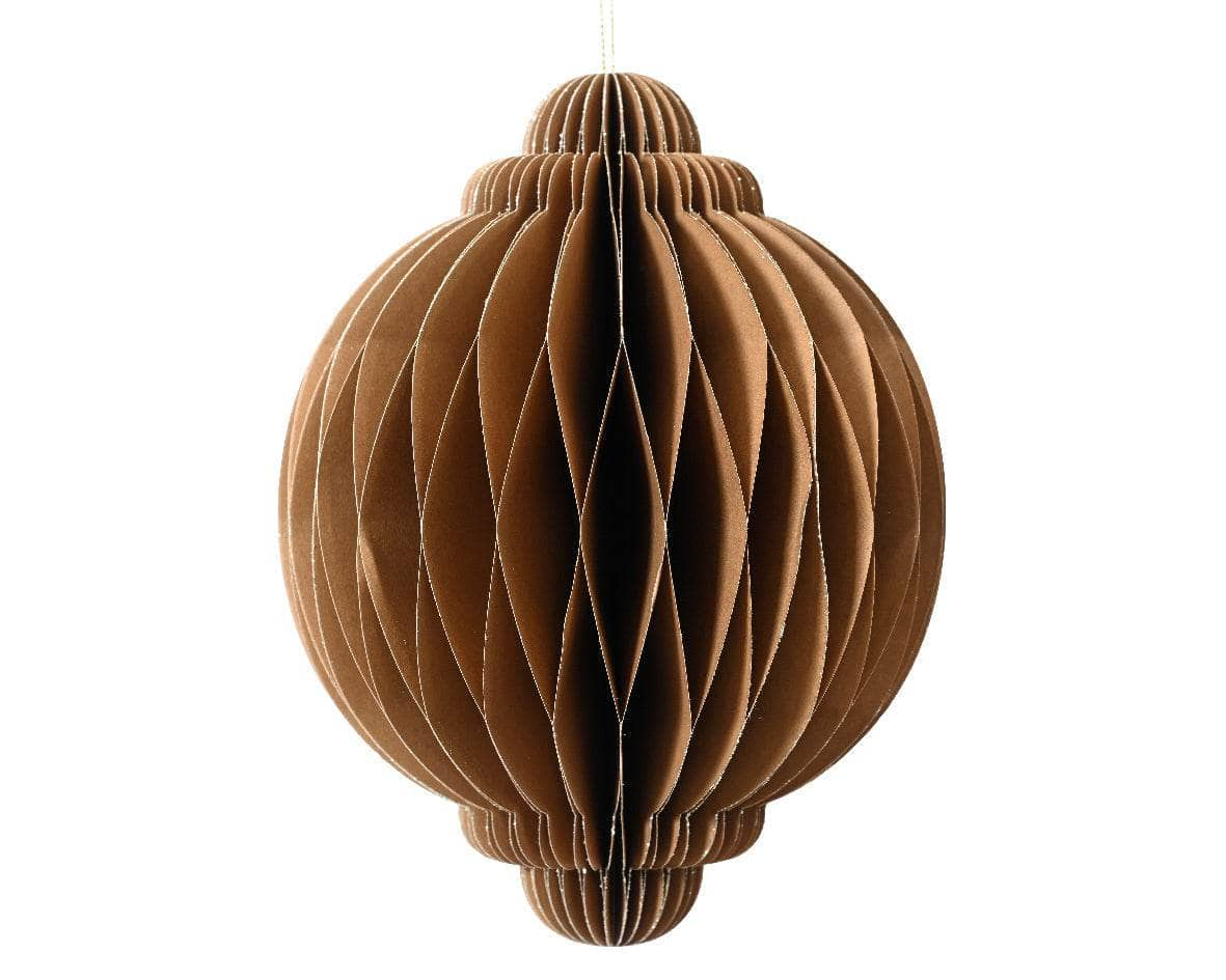 Christmas  -  Brown Paper Onion Christmas Decoration - 15cm  -  60012145