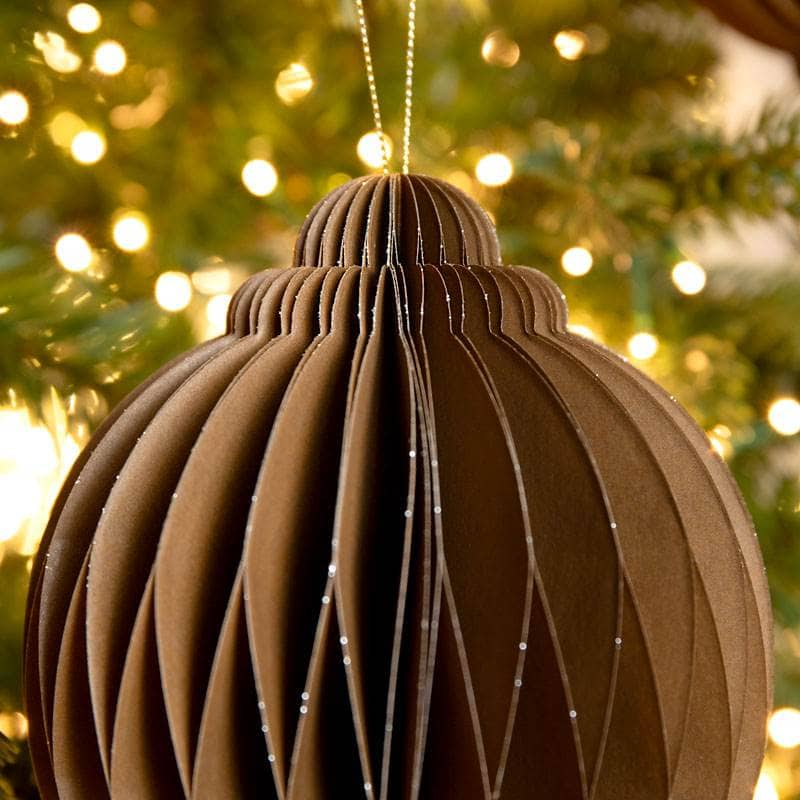 Christmas  -  Brown Paper Onion Christmas Decoration - 15cm  -  60012145