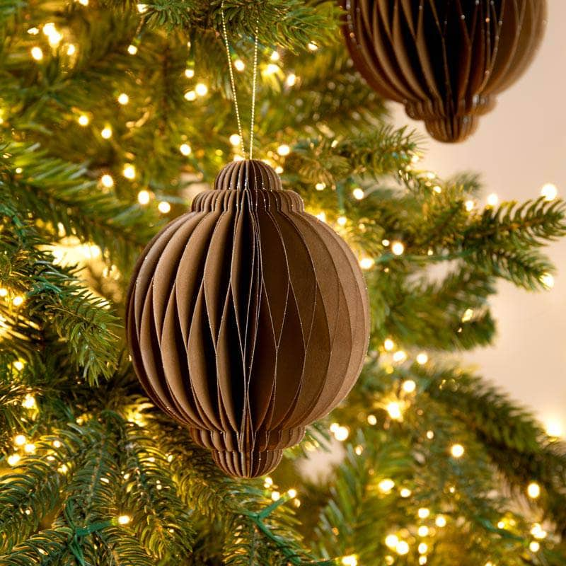 Christmas  -  Brown Paper Onion Christmas Decoration - 15cm  -  60012145