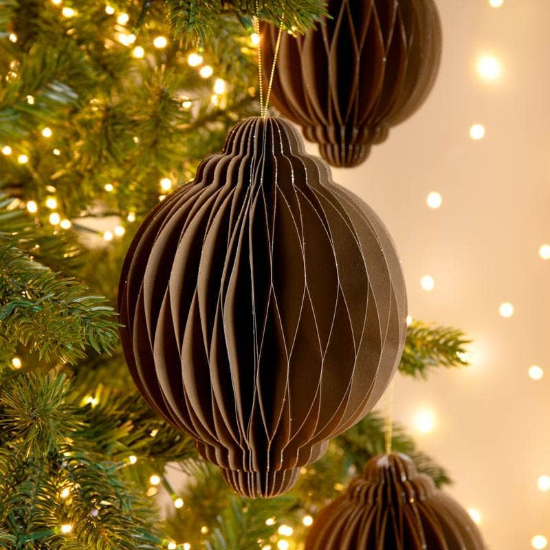 Christmas  -  Brown Paper Onion Christmas Decoration - 20cm  -  60012155